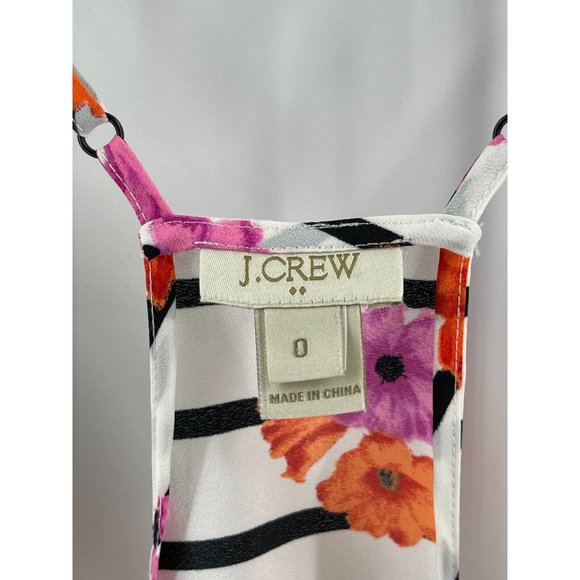 J. Crew Women's Floral Tropical Flower Striped Camisole Top Size 0 Summer - Picture 3 of 11